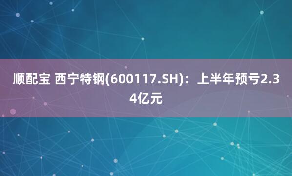 顺配宝 西宁特钢(600117.SH)：上半年预亏2.34亿元