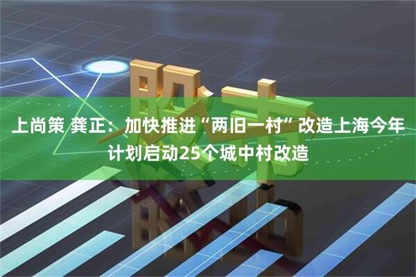 上尚策 龚正：加快推进“两旧一村”改造上海今年计划启动25个城中村改造