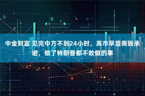 中金财富 见完中方不到24小时，高市早苗撕毁承诺，做了特朗普都不敢做的事